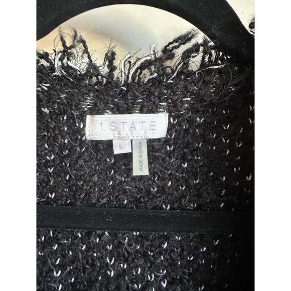 1 State Eyelash Yarn Wool Blend Open Cardigan Sz. Large - Picture 2 of 9